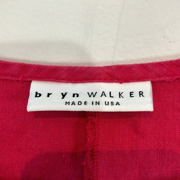 Bryn Walker 100% linen oversized sleeveless dress elasticized hem hot pink XS - Picture 4 of 11
